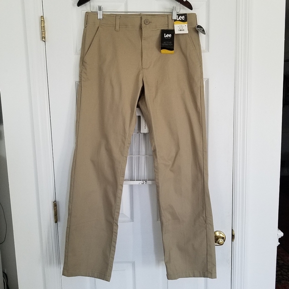 NWT Lee Khaki Pants Reg Straight Active Stretch Size 34x32 - Picture 1 of 6